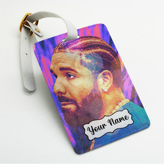 Pastele Drake Honestly Nevermind 4 Custom Luggage Tags Personalized Name PU Leather Luggage Tag With Strap Awesome Baggage Hanging Suitcase Bag Tags Name ID Labels Travel Bag Accessories