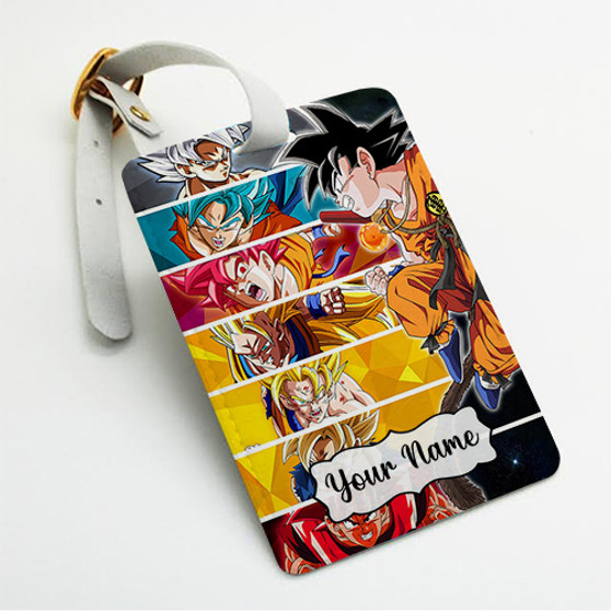 Pastele Goku Dragon Ball Z Custom Luggage Tags Personalized Name PU Leather Luggage Tag With Strap Awesome Baggage Hanging Suitcase Bag Tags Name ID Labels Travel Bag Accessories