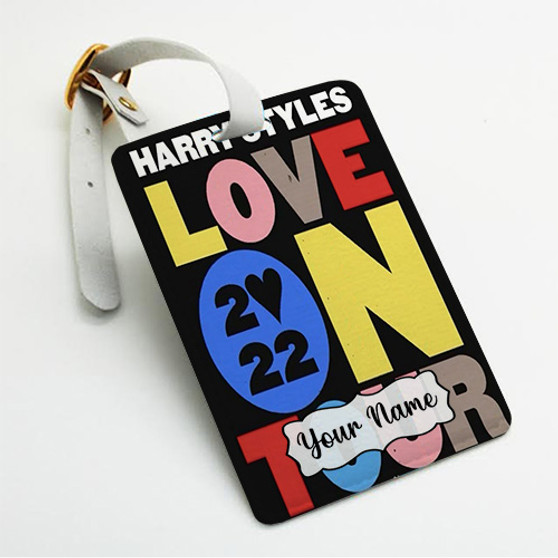 Pastele Harry Styles Love on Tour 2022 Custom Luggage Tags Personalized Name PU Leather Luggage Tag With Strap Awesome Baggage Hanging Suitcase Bag Tags Name ID Labels Travel Bag Accessories