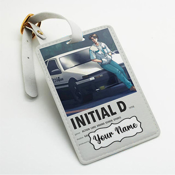 Pastele Initial D Vintage Custom Luggage Tags Personalized Name PU Leather Luggage Tag With Strap Awesome Baggage Hanging Suitcase Bag Tags Name ID Labels Travel Bag Accessories