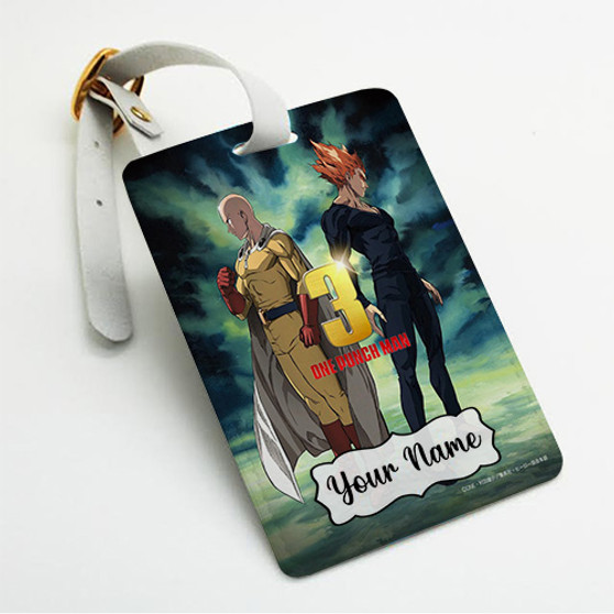 Pastele One Punch Man 3 Custom Luggage Tags Personalized Name PU Leather Luggage Tag With Strap Awesome Baggage Hanging Suitcase Bag Tags Name ID Labels Travel Bag Accessories