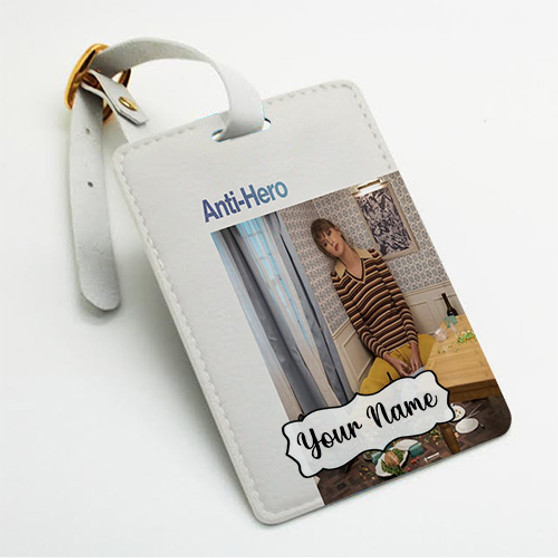 Pastele Taylor Swift Anti Hero Custom Luggage Tags Personalized Name PU Leather Luggage Tag With Strap Awesome Baggage Hanging Suitcase Bag Tags Name ID Labels Travel Bag Accessories