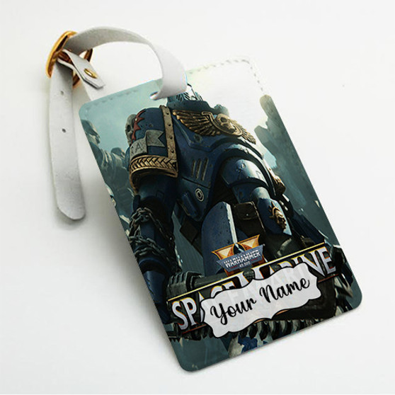 Pastele Warhammer 40 K Space Marine Custom Luggage Tags Personalized Name PU Leather Luggage Tag With Strap Awesome Baggage Hanging Suitcase Bag Tags Name ID Labels Travel Bag Accessories