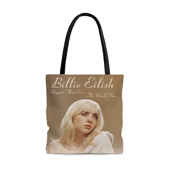 Pastele Billie Eilish Happier Than Ever The World Tour Custom Personalized Tote Bag Awesome Unisex Polyester Cotton Bags AOP All Over Print Tote Bag School Work Travel Bags Fashionable Totebag