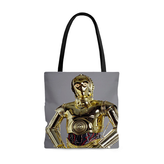 Pastele C 3 PO Star Wars Custom Personalized Tote Bag Awesome Unisex Polyester Cotton Bags AOP All Over Print Tote Bag School Work Travel Bags Fashionable Totebag