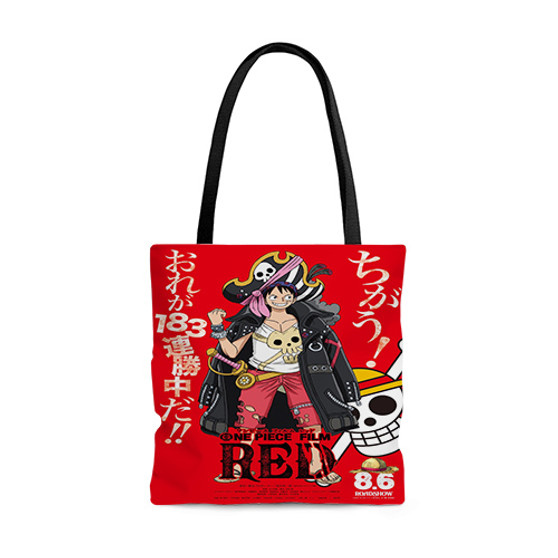 Pastele Luffy One Piece Film Red Custom Personalized Tote Bag Awesome Unisex Polyester Cotton Bags AOP All Over Print Tote Bag School Work Travel Bags Fashionable Totebag