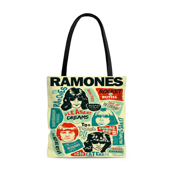 Pastele Ramones Vintage Custom Personalized Tote Bag Awesome Unisex Polyester Cotton Bags AOP All Over Print Tote Bag School Work Travel Bags Fashionable Totebag