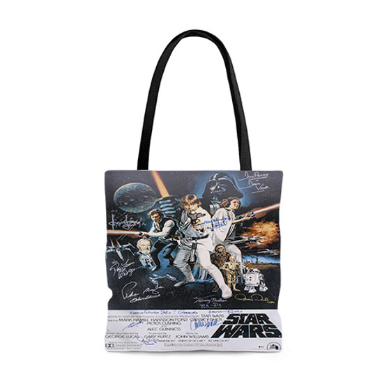 Pastele Star Wars Poster Signed By Cast Custom Personalized Tote Bag Awesome Unisex Polyester Cotton Bags AOP All Over Print Tote Bag School Work Travel Bags Fashionable Totebag