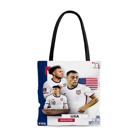 Pastele USA World Cup 2022 Custom Personalized Tote Bag Awesome Unisex Polyester Cotton Bags AOP All Over Print Tote Bag School Work Travel Bags Fashionable Totebag