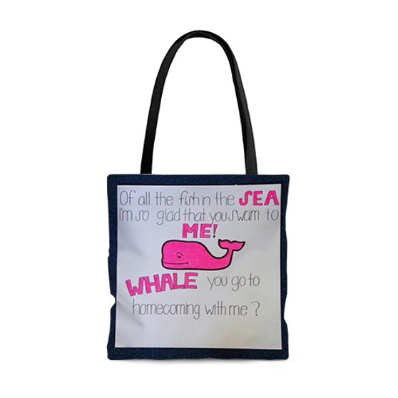 Pastele Whale Homecoming Custom Personalized Tote Bag Awesome Unisex Polyester Cotton Bags AOP All Over Print Tote Bag School Work Travel Bags Fashionable Totebag