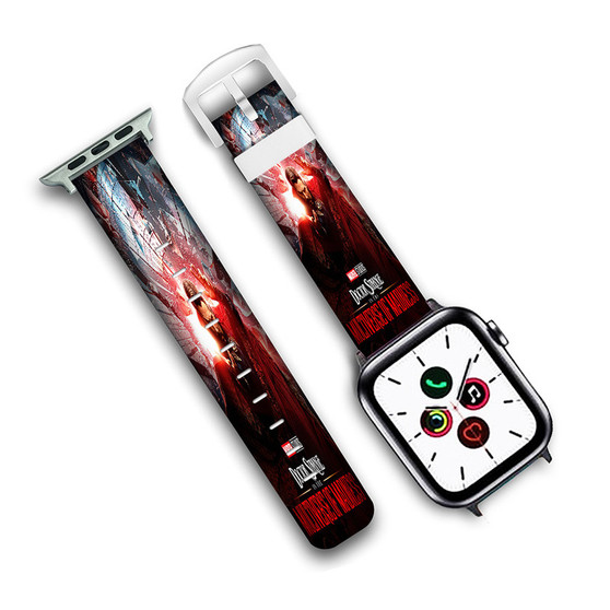 Pastele Doctor Strange in the Multiverse of Madness Custom Apple Watch Band Awesome Personalized Genuine Leather Strap Wrist Watch Band Replacement with Adapter Metal Clasp 38mm 40mm 42mm 44mm Watch Band Accessories