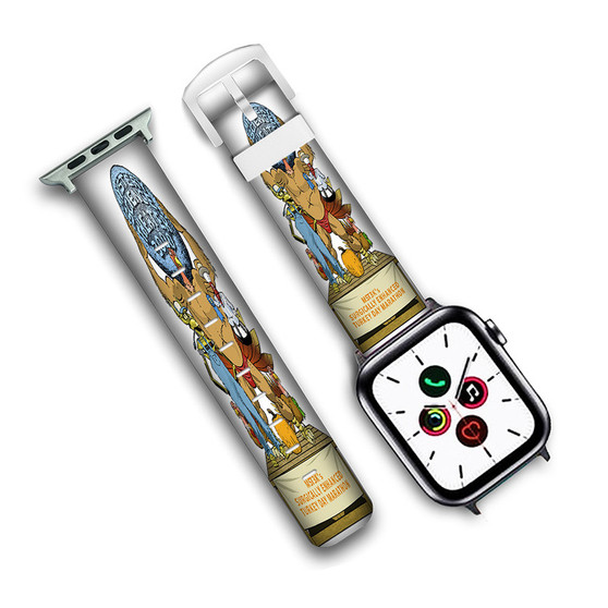 Pastele Mystery Science Theater 3000 Custom Apple Watch Band Awesome Personalized Genuine Leather Strap Wrist Watch Band Replacement with Adapter Metal Clasp 38mm 40mm 42mm 44mm Watch Band Accessories