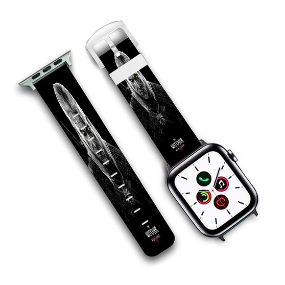 Pastele The Witcher Toxicity Poisoning Custom Apple Watch Band Awesome Personalized Genuine Leather Strap Wrist Watch Band Replacement with Adapter Metal Clasp 38mm 40mm 42mm 44mm Watch Band Accessories