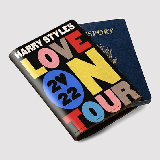 Pastele Harry Styles Love on Tour 2022 Custom Passport Wallet Case With Credit Card Holder Awesome Personalized PU Leather Travel Trip Vacation Baggage Cover