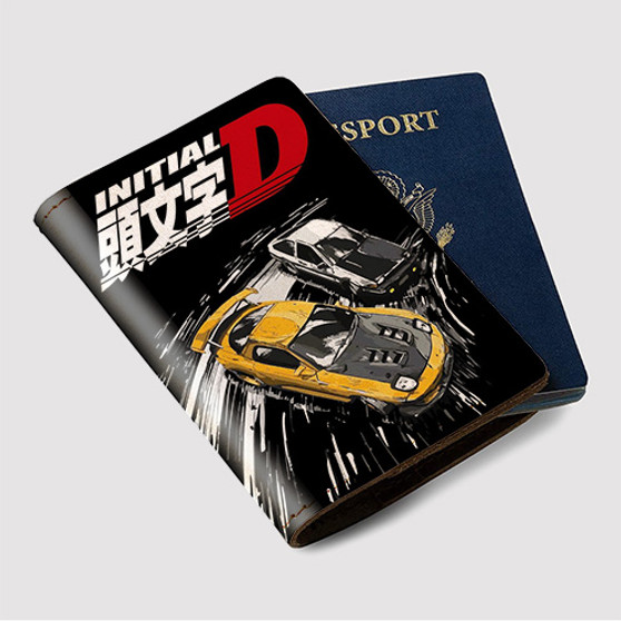 Pastele Initial D Custom Passport Wallet Case With Credit Card Holder Awesome Personalized PU Leather Travel Trip Vacation Baggage Cover