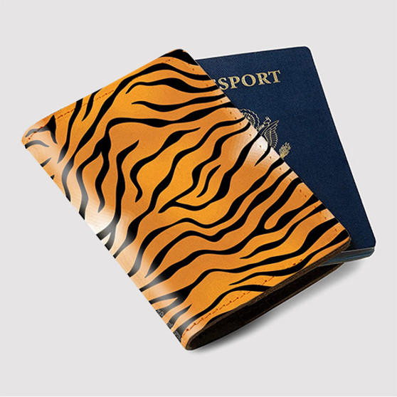 Pastele Tiger Skin Custom Passport Wallet Case With Credit Card Holder Awesome Personalized PU Leather Travel Trip Vacation Baggage Cover