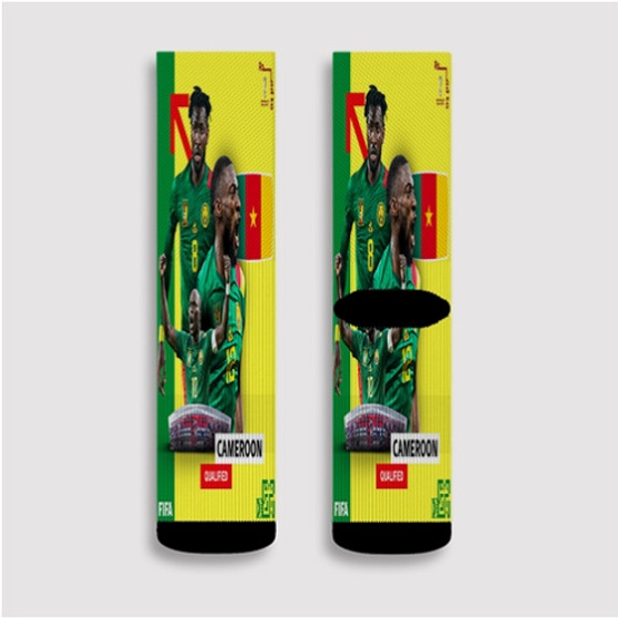 Pastele Cameroon World Cup 2022 Custom Socks Sublimation Awesome Printed Sports Elite Socks Polyester Cushioned Bottoms Gym Gymnastic Running Yoga School Skatebording Basketball Spandex