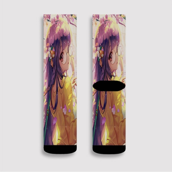 Pastele Cool Kawaii Anime Girl Custom Socks Sublimation Awesome Printed Sports Elite Socks Polyester Cushioned Bottoms Gym Gymnastic Running Yoga School Skatebording Basketball Spandex