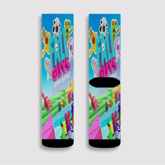 Pastele Fall Guys Ultimate Knockout 2 Custom Socks Sublimation Awesome Printed Sports Elite Socks Polyester Cushioned Bottoms Gym Gymnastic Running Yoga School Skatebording Basketball Spandex