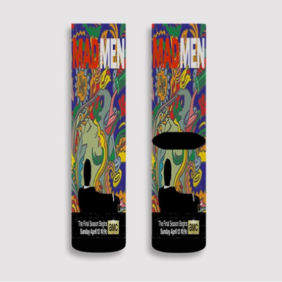 Pastele Mad Men The Final Season Custom Socks Sublimation Awesome Printed Sports Elite Socks Polyester Cushioned Bottoms Gym Gymnastic Running Yoga School Skatebording Basketball Spandex