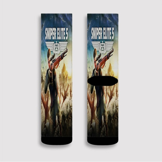 Pastele Sniper Elite 5 Custom Socks Sublimation Awesome Printed Sports Elite Socks Polyester Cushioned Bottoms Gym Gymnastic Running Yoga School Skatebording Basketball Spandex