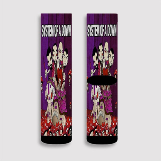 Pastele System of a Down Mushroom Custom Socks Sublimation Awesome Printed Sports Elite Socks Polyester Cushioned Bottoms Gym Gymnastic Running Yoga School Skatebording Basketball Spandex