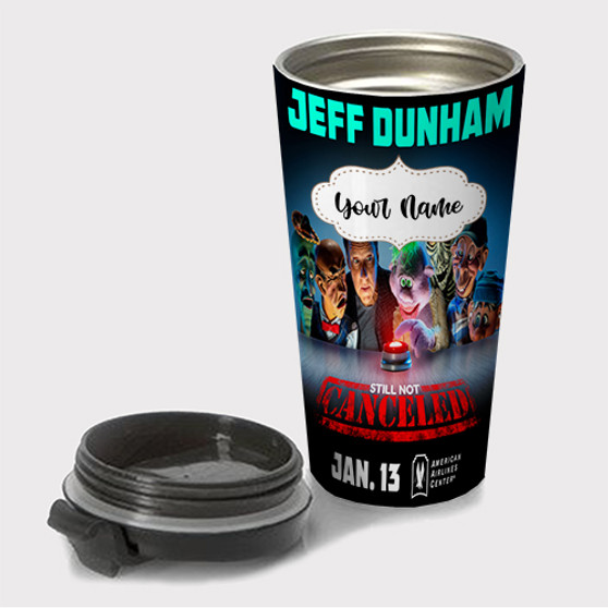 Pastele Jeff Dunham 2023 Tour Custom Travel Mug Awesome Personalized Name Stainless Steel Drink Bottle Hot Cold Leak-proof 15oz Coffee Tea Wine Trip Vacation Traveling Mug