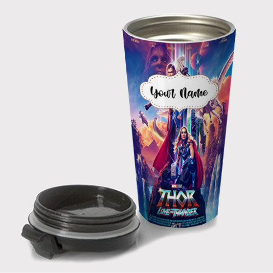 Pastele Thor Love and Thunder Custom Travel Mug Awesome Personalized Name Stainless Steel Drink Bottle Hot Cold Leak-proof 15oz Coffee Tea Wine Trip Vacation Traveling Mug
