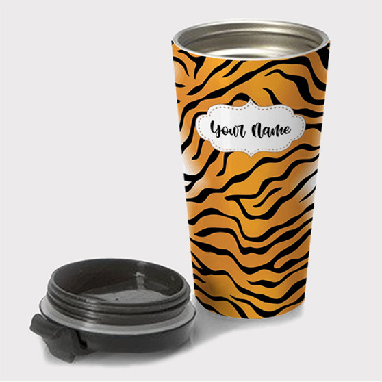 Pastele Tiger Skin Custom Travel Mug Awesome Personalized Name Stainless Steel Drink Bottle Hot Cold Leak-proof 15oz Coffee Tea Wine Trip Vacation Traveling Mug