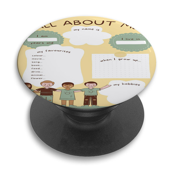 Pastele All ABout Me Template Custom PopSockets Awesome Personalized Phone Grip Holder Pop Up Stand Out Mount Grip Standing Pods Apple iPhone Samsung Google Asus Sony Phone Accessories
