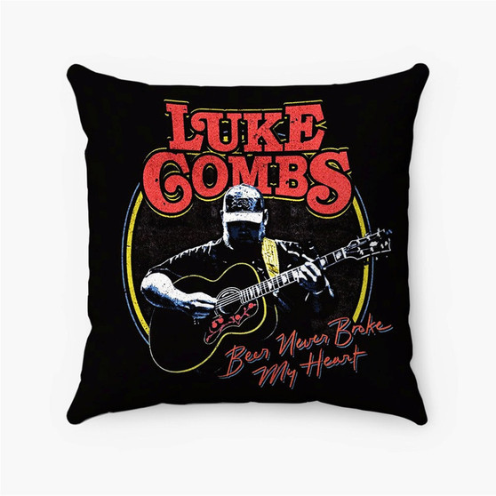 Pastele Luke Combs Beer Never Broke My Heart Custom Pillow Case Personalized Spun Polyester Square Pillow Cover Decorative Cushion Bed Sofa Throw Pillow Home Decor