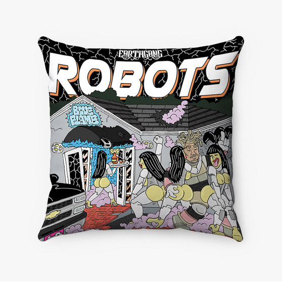 Pastele Earth Gang Robots Custom Pillow Case Personalized Spun Polyester Square Pillow Cover Decorative Cushion Bed Sofa Throw Pillow Home Decor