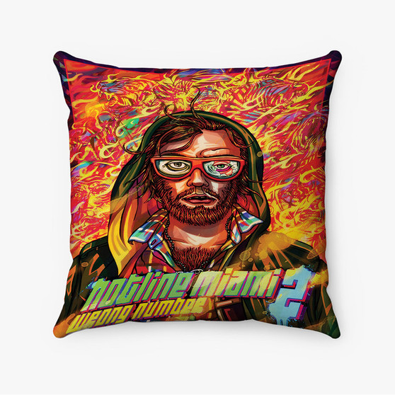 Pastele Hotline Miami 2 Wrong Number Fire Poster Wall Decor Custom Pillow Case Personalized Spun Polyester Square Pillow Cover Decorative Cushion Bed Sofa Throw Pillow Home Decor