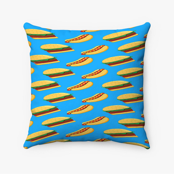Pastele Burgers Collage Custom Pillow Case Personalized Spun Polyester Square Pillow Cover Decorative Cushion Bed Sofa Throw Pillow Home Decor