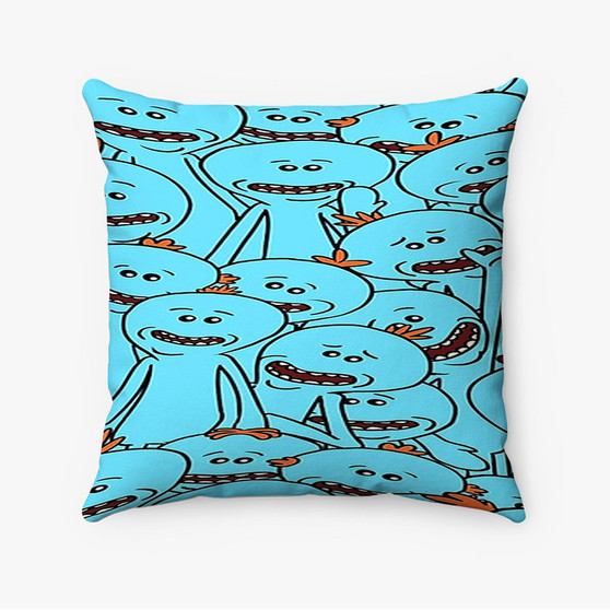 Pastele Rick and Morty Mr Meeseeks Custom Pillow Case Personalized Spun Polyester Square Pillow Cover Decorative Cushion Bed Sofa Throw Pillow Home Decor