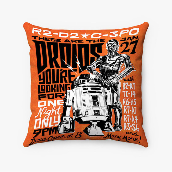 Pastele R2 D2 C3 PO Vintage Poster Custom Pillow Case Awesome Personalized Spun Polyester Square Pillow Cover Decorative Cushion Bed Sofa Throw Pillow Home Decor