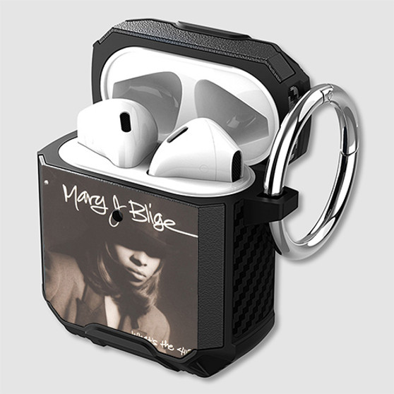 Pastele Mary J Blige Whats The 411 Custom Personalized AirPods Case Shockproof Cover Awesome The Best Smart Protective Cover With Ring AirPods Gen 1 2 3 Pro Black Pink Colors