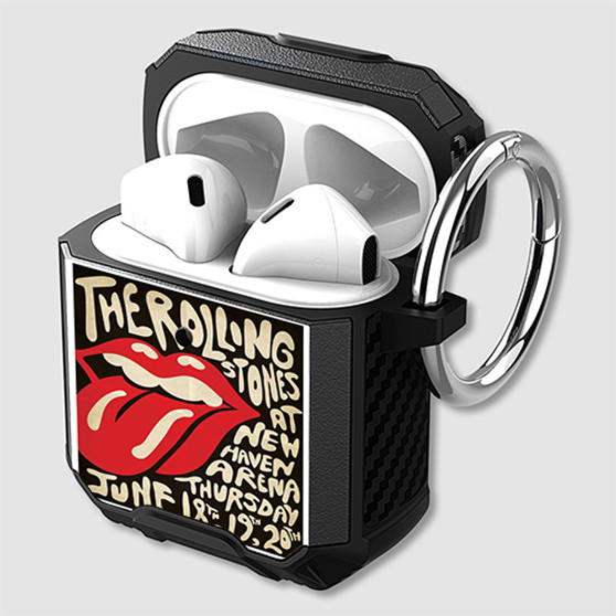 Pastele The Rolling Stones New Haven Arena Custom Personalized AirPods Case Shockproof Cover Awesome The Best Smart Protective Cover With Ring AirPods Gen 1 2 3 Pro Black Pink Colors