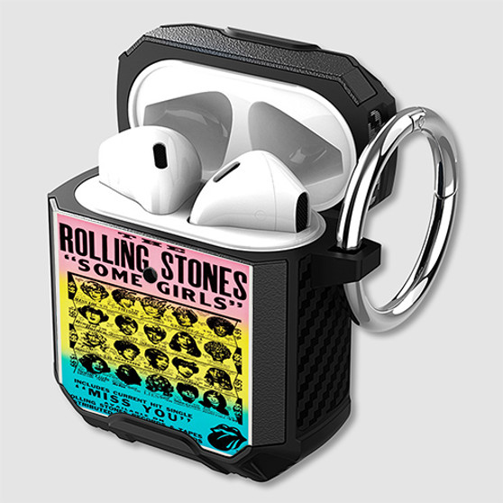 Pastele The Rolling Stones Some Girls Custom Personalized AirPods Case Shockproof Cover Awesome The Best Smart Protective Cover With Ring AirPods Gen 1 2 3 Pro Black Pink Colors