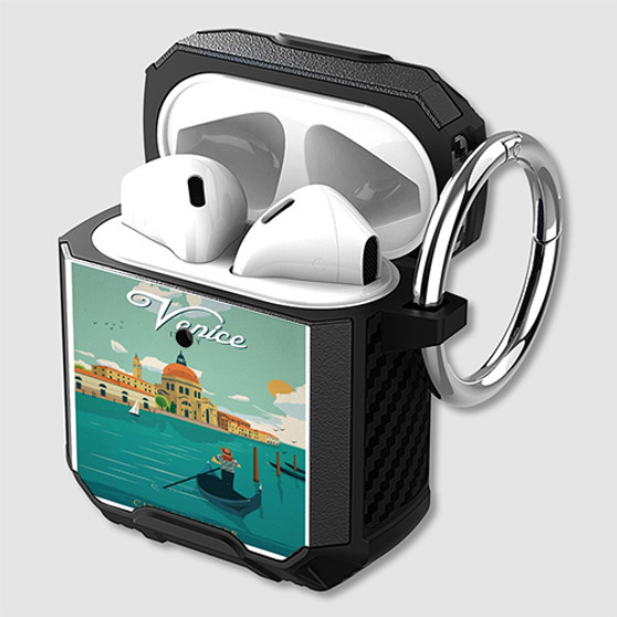 Pastele Venice Italy City Of Water Custom Personalized AirPods Case Shockproof Cover Awesome The Best Smart Protective Cover With Ring AirPods Gen 1 2 3 Pro Black Pink Colors