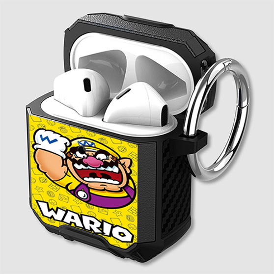 Pastele Wario Super Mario Bros Nintendo Custom Personalized AirPods Case Shockproof Cover Awesome The Best Smart Protective Cover With Ring AirPods Gen 1 2 3 Pro Black Pink Colors