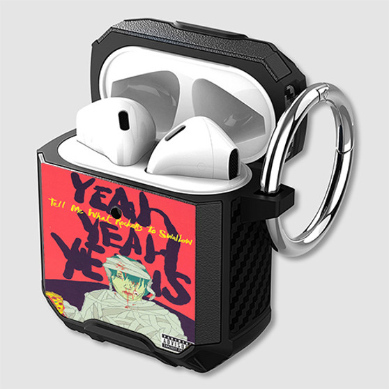 Pastele Yeah Yeah Yeahs Tell Me What Rockers To Swallow Custom Personalized AirPods Case Shockproof Cover Awesome The Best Smart Protective Cover With Ring AirPods Gen 1 2 3 Pro Black Pink Colors