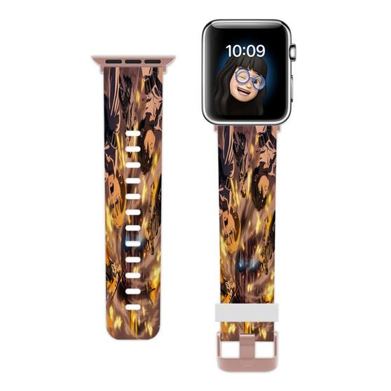 Pastele Attack on Titan The Final Season jpeg Custom Apple Watch Band Awesome Personalized Genuine Leather Strap Wrist Watch Band Replacement with Adapter Metal Clasp 38mm 40mm 42mm 44mm Watch Band Accessories