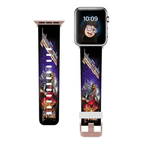Pastele Judas Priest Painkiller Custom Apple Watch Band Awesome Personalized Genuine Leather Strap Wrist Watch Band Replacement with Adapter Metal Clasp 38mm 40mm 42mm 44mm Watch Band Accessories