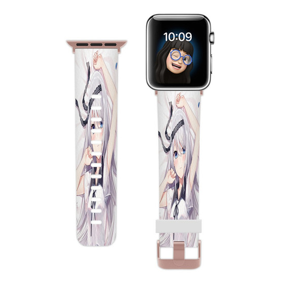 Pastele Kei Shirogane Kaguya sama Custom Apple Watch Band Awesome Personalized Genuine Leather Strap Wrist Watch Band Replacement with Adapter Metal Clasp 38mm 40mm 42mm 44mm Watch Band Accessories