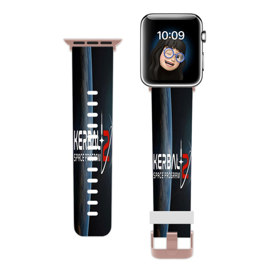 Pastele Kerbal Space Program 2 Custom Apple Watch Band Awesome Personalized Genuine Leather Strap Wrist Watch Band Replacement with Adapter Metal Clasp 38mm 40mm 42mm 44mm Watch Band Accessories