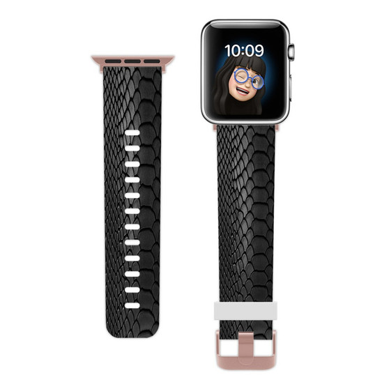 Pastele Snake Custom Apple Watch Band Awesome Personalized Genuine Leather Strap Wrist Watch Band Replacement with Adapter Metal Clasp 38mm 40mm 42mm 44mm Watch Band Accessories