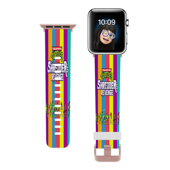 Pastele Teenage Mutant Ninja Turtles Shredder s Revenge Characters Custom Apple Watch Band Awesome Personalized Genuine Leather Strap Wrist Watch Band Replacement with Adapter Metal Clasp 38mm 40mm 42mm 44mm Watch Band Accessories