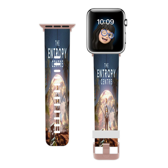 Pastele The Entropy Centre Custom Apple Watch Band Awesome Personalized Genuine Leather Strap Wrist Watch Band Replacement with Adapter Metal Clasp 38mm 40mm 42mm 44mm Watch Band Accessories