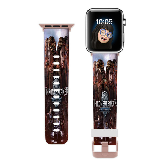 Pastele Thronebreaker The Witcher Tales Custom Apple Watch Band Awesome Personalized Genuine Leather Strap Wrist Watch Band Replacement with Adapter Metal Clasp 38mm 40mm 42mm 44mm Watch Band Accessories